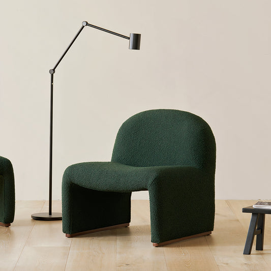 Curved Bouclé Lounge Chair