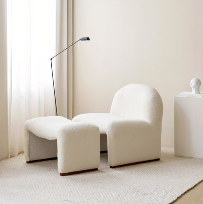 Curved Bouclé Lounge Chair