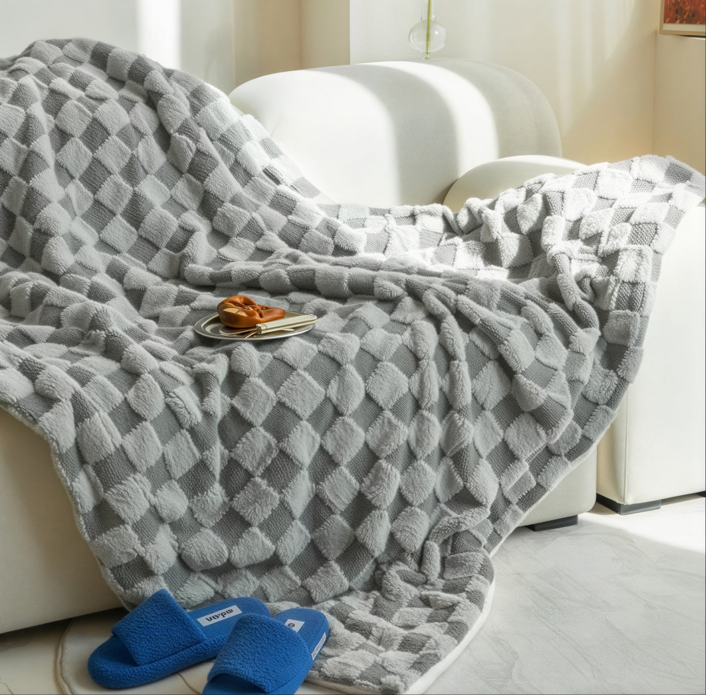 Fluffy Check Winter Blanket