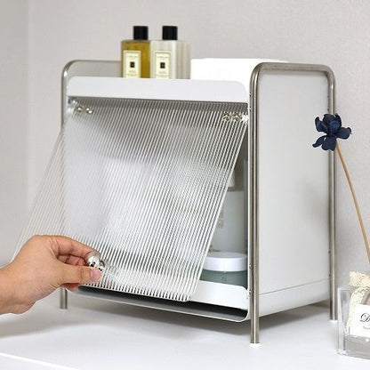 Metal Cosmetic Storage Organizer with Flip Door