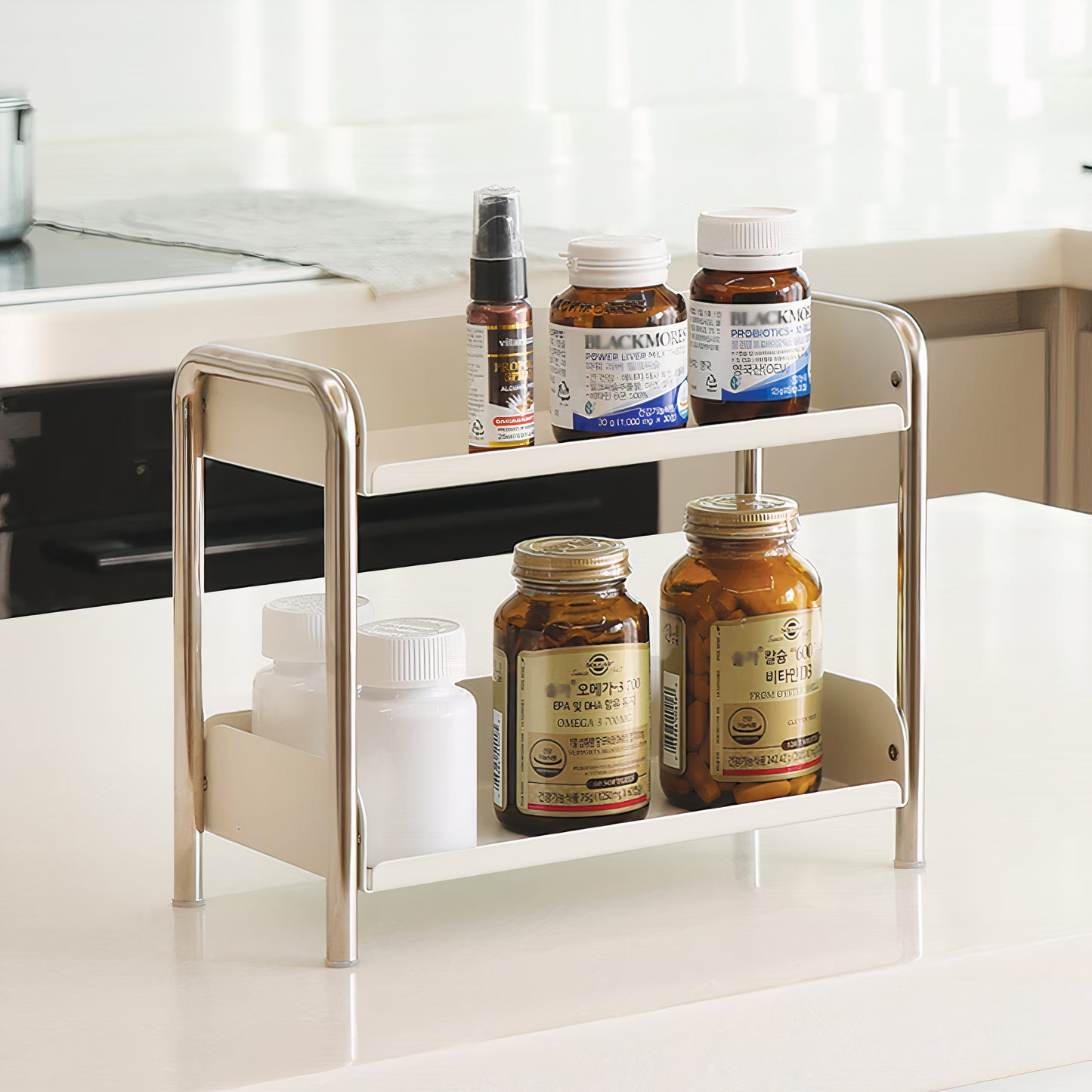 Elle Stainless Steel 2-Tier Kitchen Storage Rack