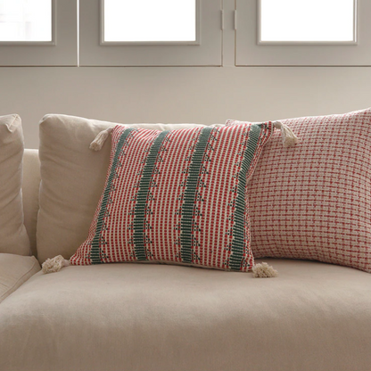 Holiday Woven Tassel Pillow Cover (18" × 18")