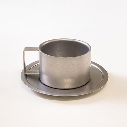 Agueda Vintage Stainless Steel Coffee Cup & Saucer Set – Square