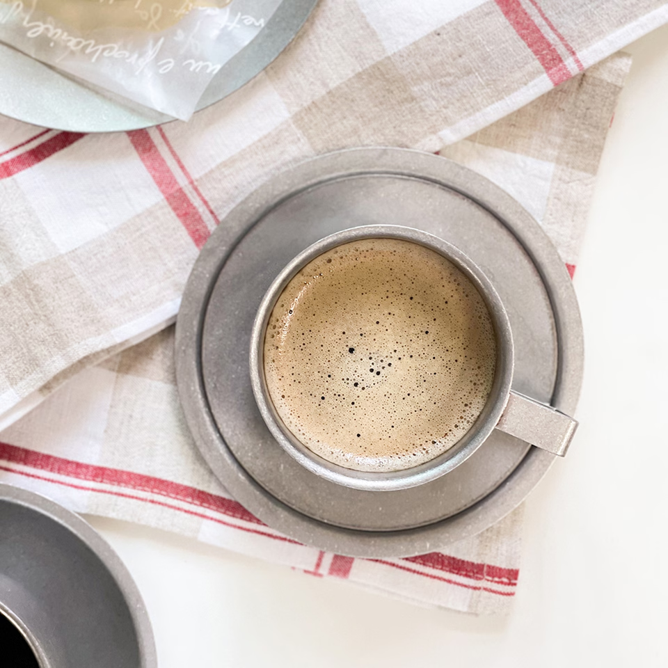 Agueda Vintage Stainless Steel Coffee Cup & Saucer Set – Square