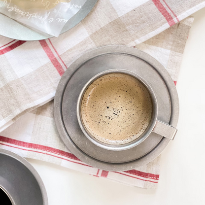 Agueda Vintage Stainless Steel Coffee Cup & Saucer Set – Square