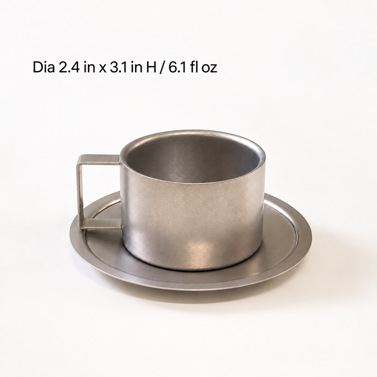 Agueda Vintage Stainless Steel Coffee Cup & Saucer Set – Square