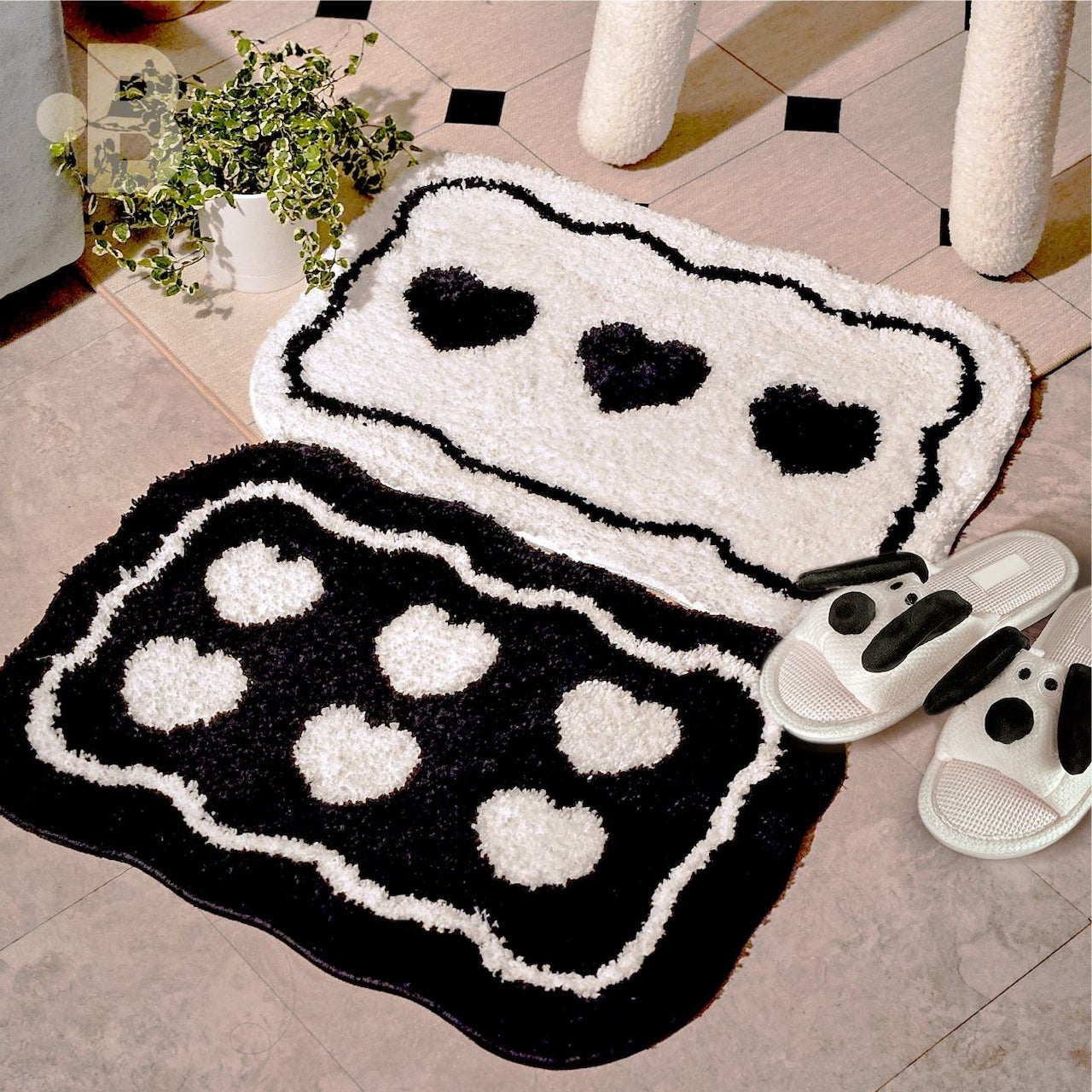 Cream Crush Heart Rug