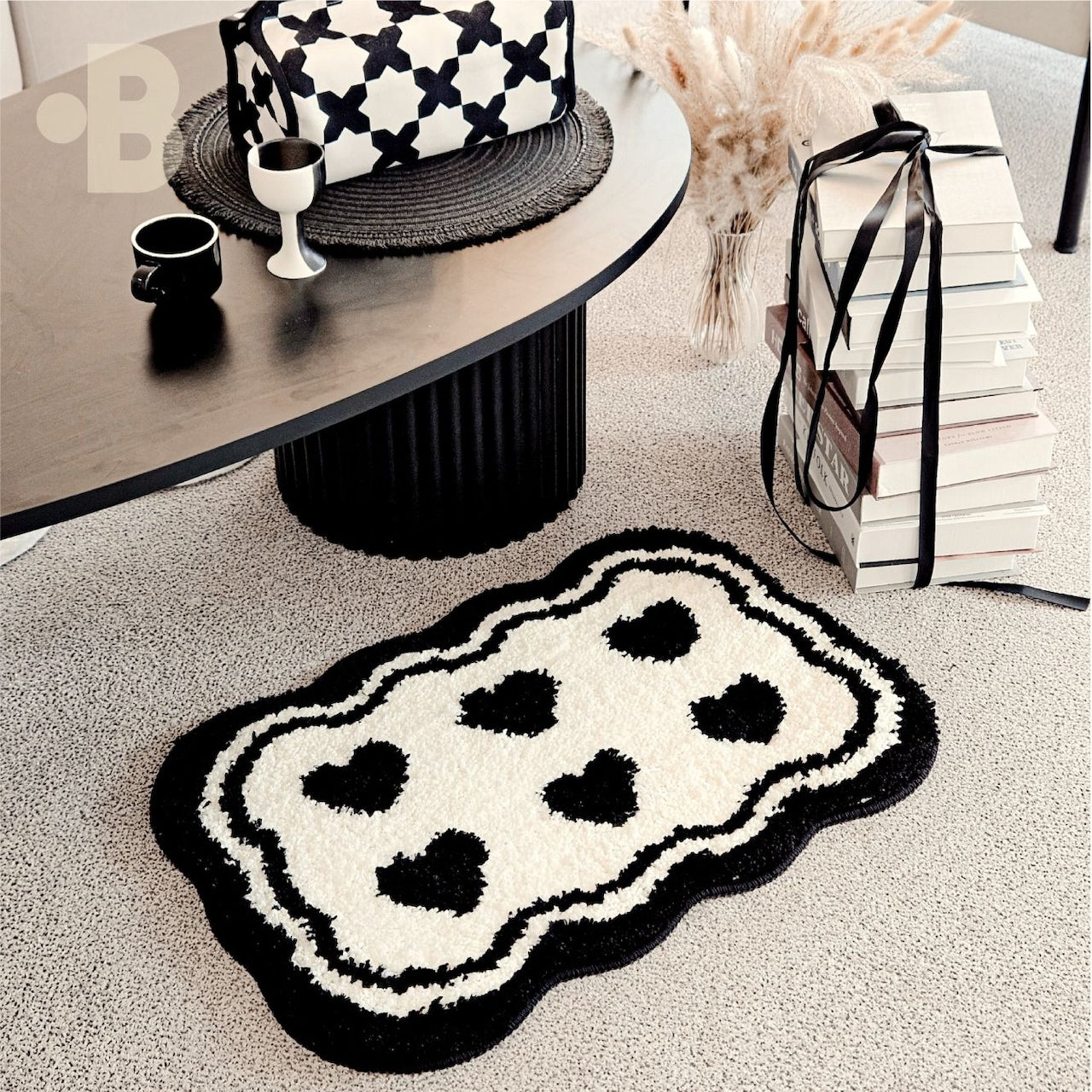Cream Crush Heart Rug