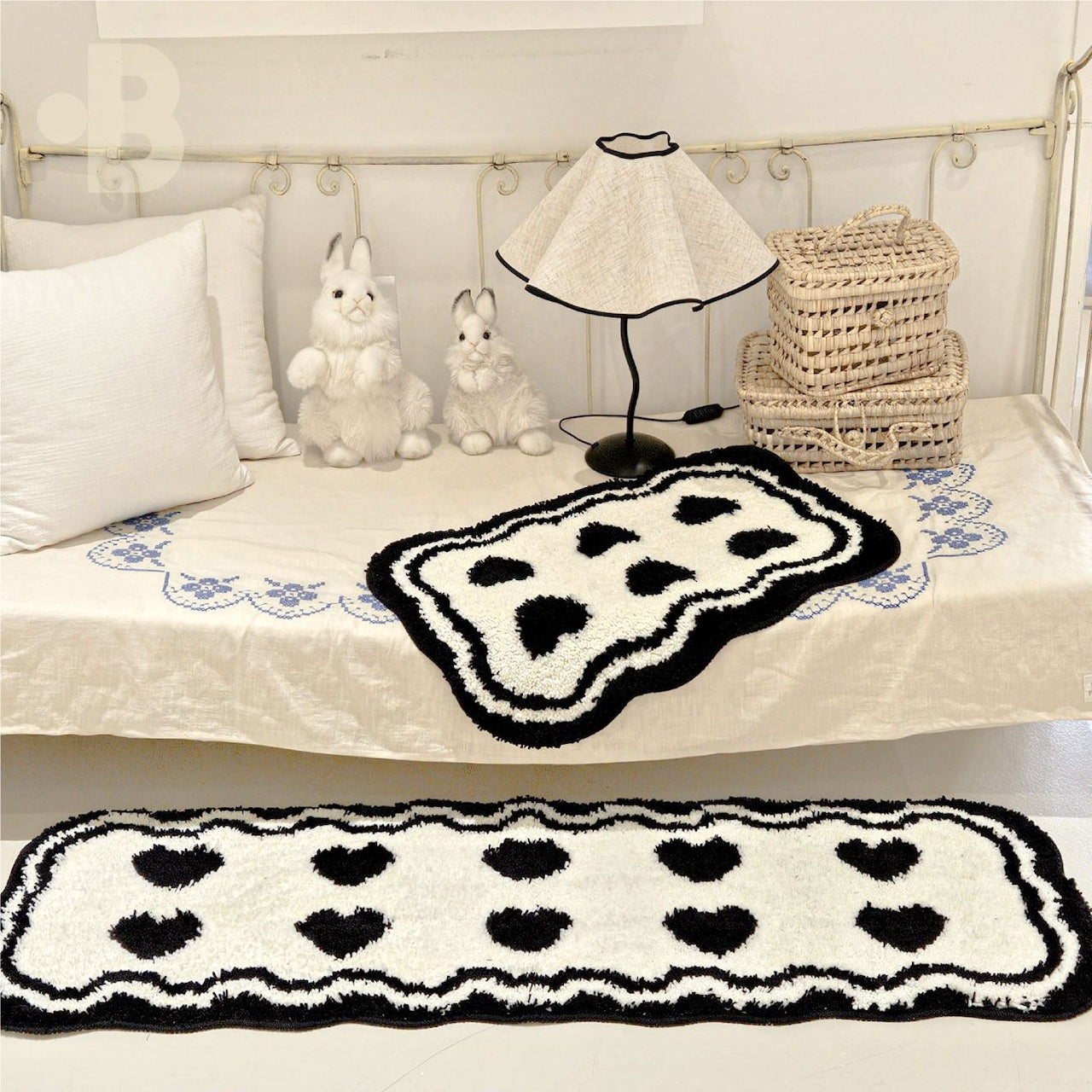 Cream Crush Heart Rug