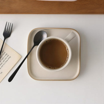 Vintage Two Tone Cafe Mug with Saucer Set