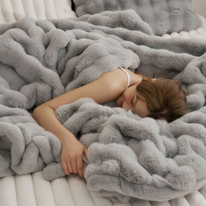 Premium Mink Latte Faux Fur Blanket