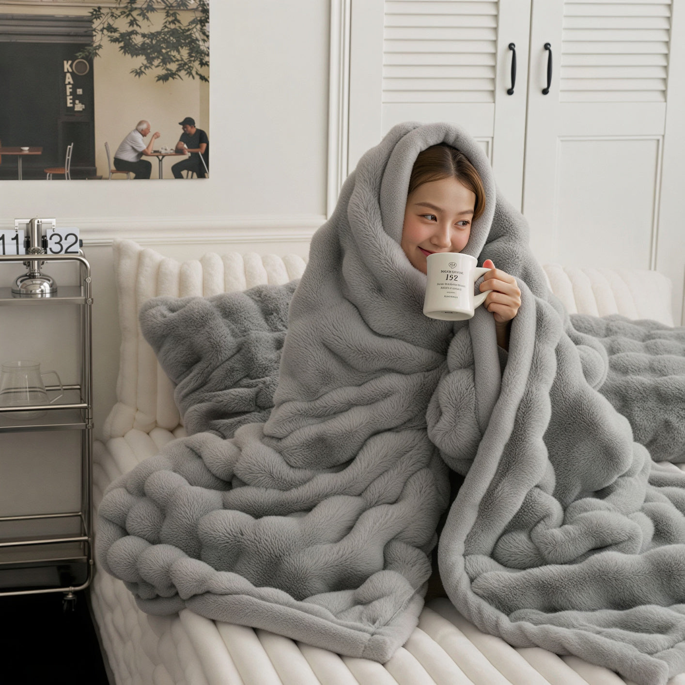 Premium Mink Latte Faux Fur Blanket