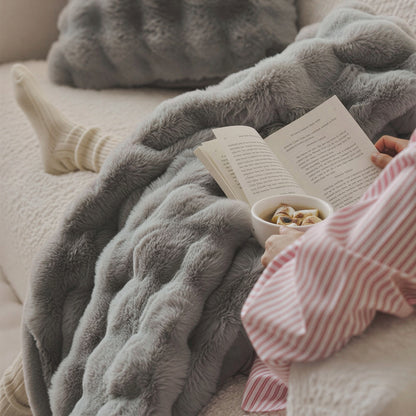 Premium Mink Latte Faux Fur Blanket