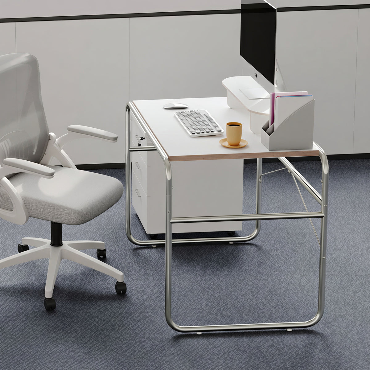 Point Chrome Mid-Century Desk
