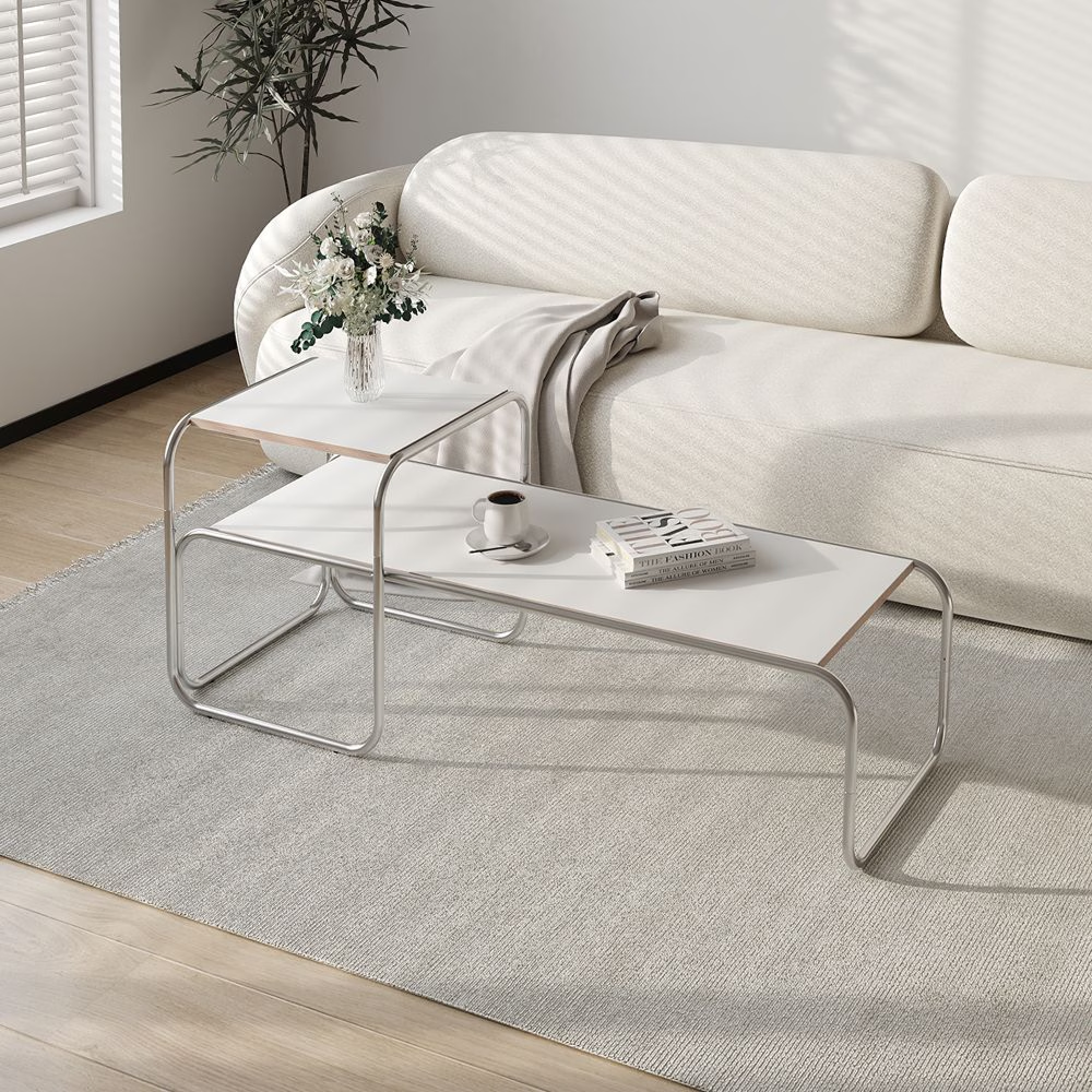 Point Canoe Chrome Mid-Century Coffee Table