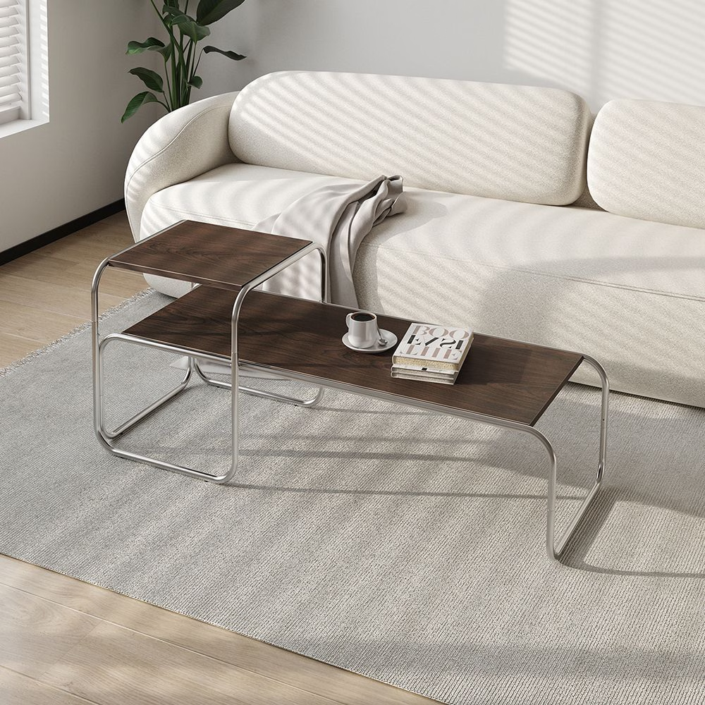 Point Canoe Chrome Mid-Century Coffee Table