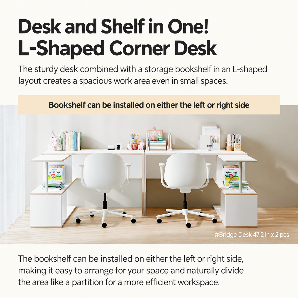 Bridge E0 Corner Desk & Bookshelf Set
