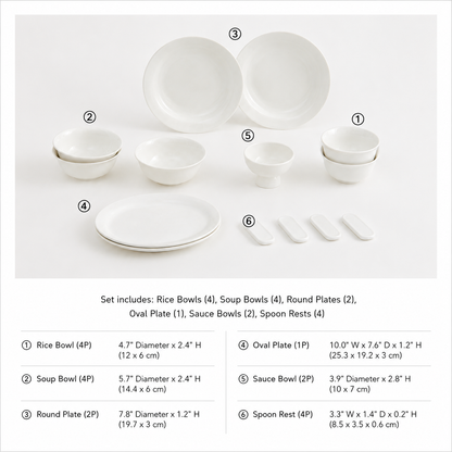 Esti Basic Glossy Dinnerware Set for 4 (17-Piece)
