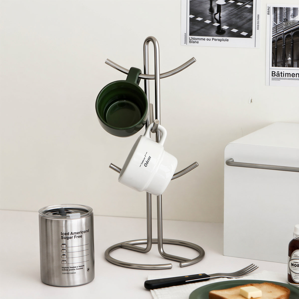 Modern Stainless Steel Mug Tree
