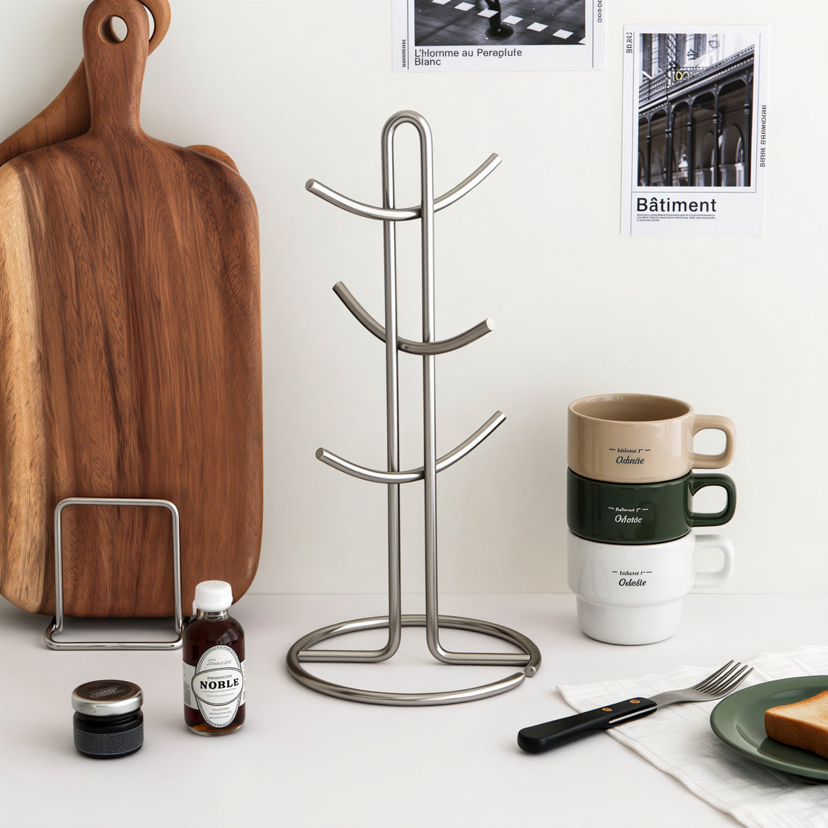 Modern Stainless Steel Mug Tree