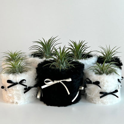 Ribbon Faux-Fur Pot Cover