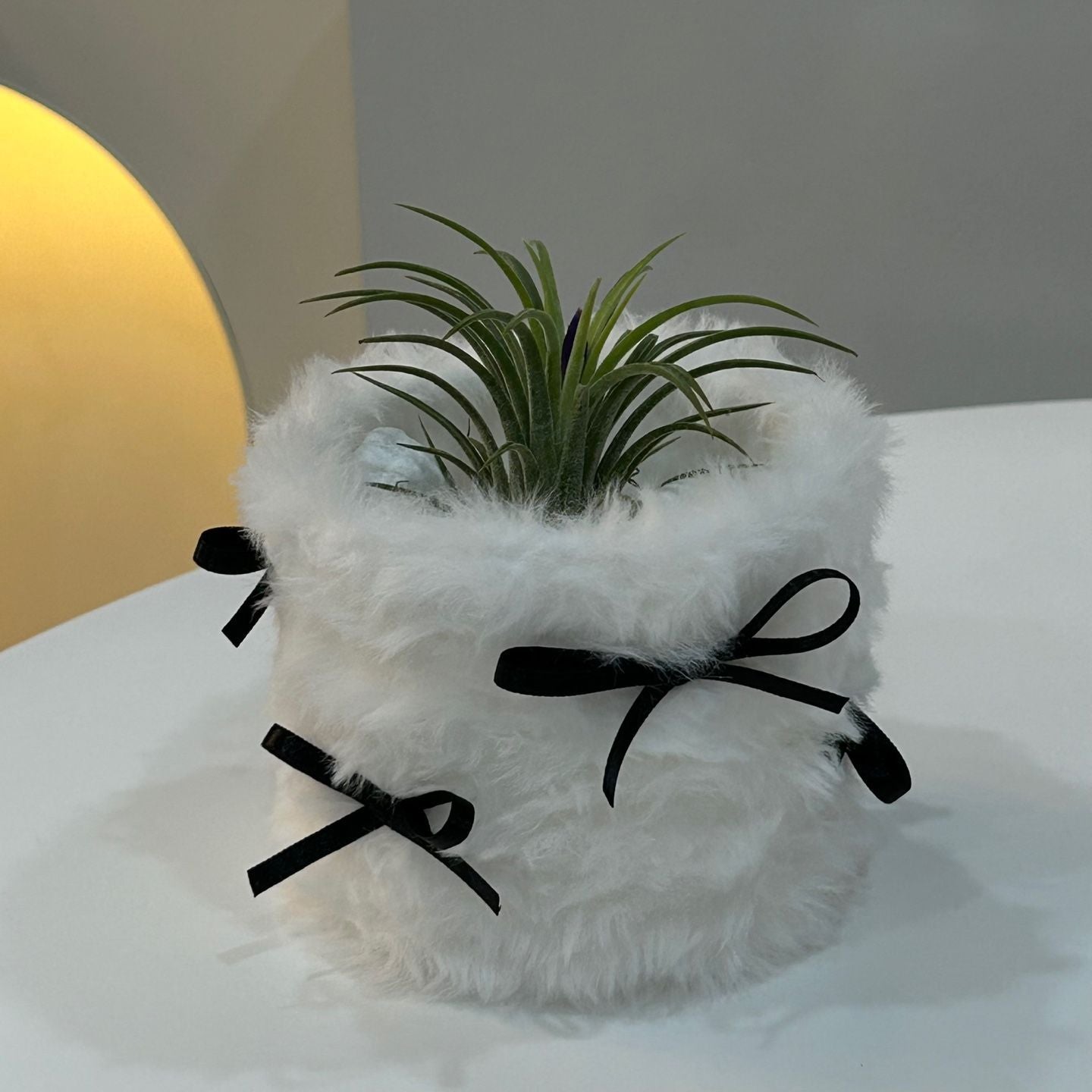 Ribbon Faux-Fur Pot Cover