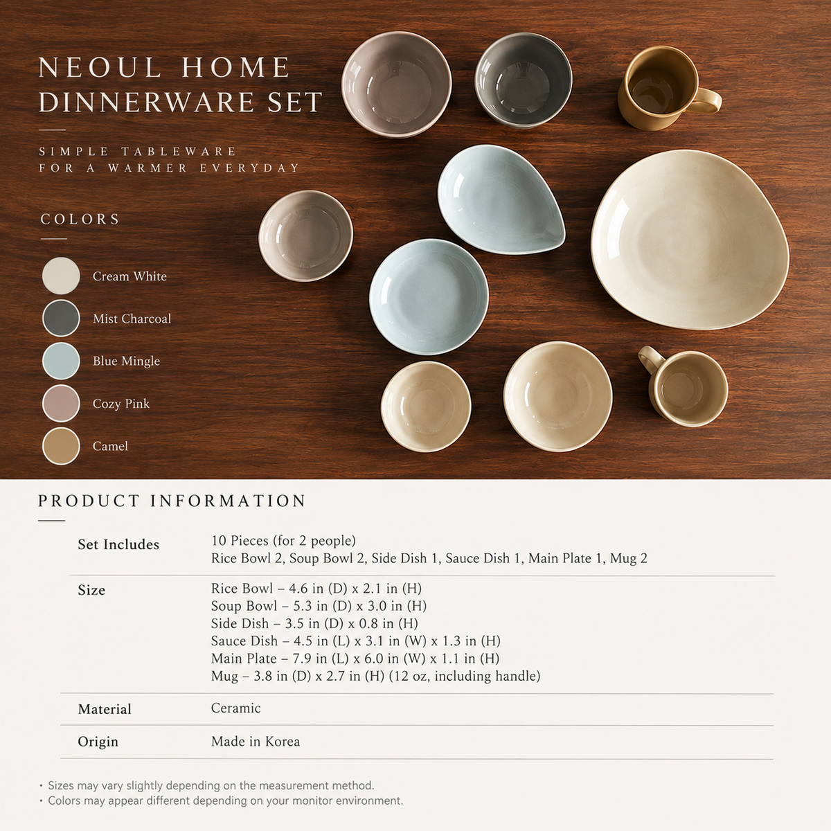 Neoul Dinnerware Set for 2 (10-Piece)