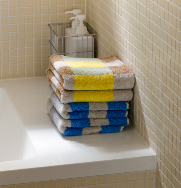 Warm Colorblock Check Hand Towel