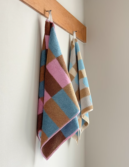 Warm Colorblock Check Hand Towel