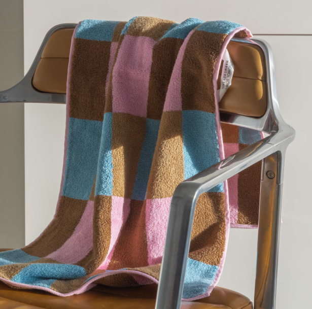 Warm Colorblock Check Hand Towel