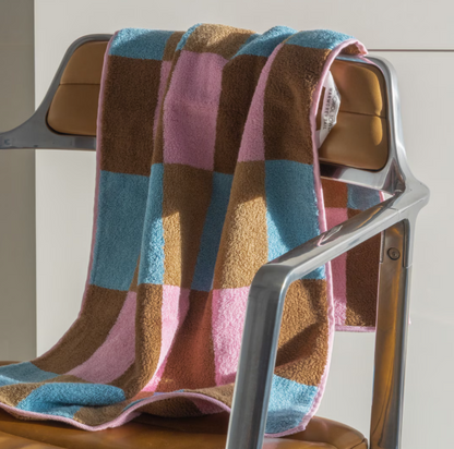 Warm Colorblock Check Hand Towel