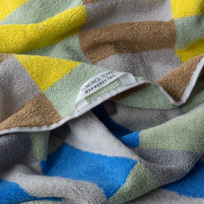 Warm Colorblock Check Hand Towel