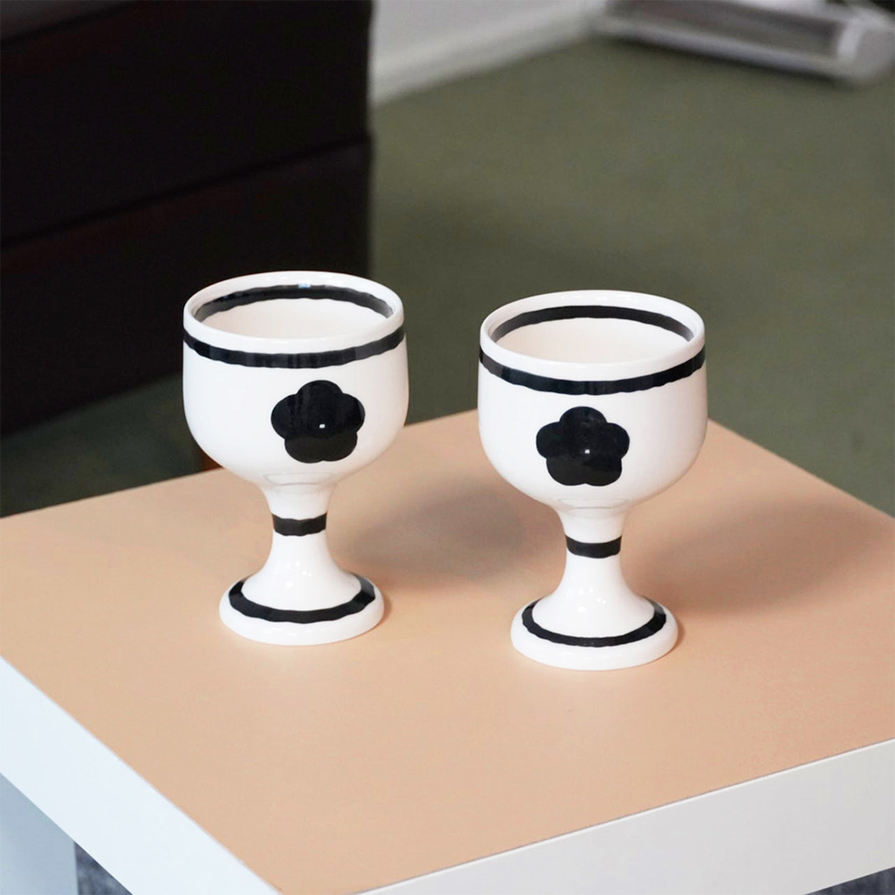 Drawing Flower Wine Glass Set of 2