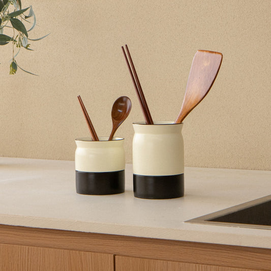 Two-Tone Self-Draining Ceramic Utensil Holders (Set of 2)