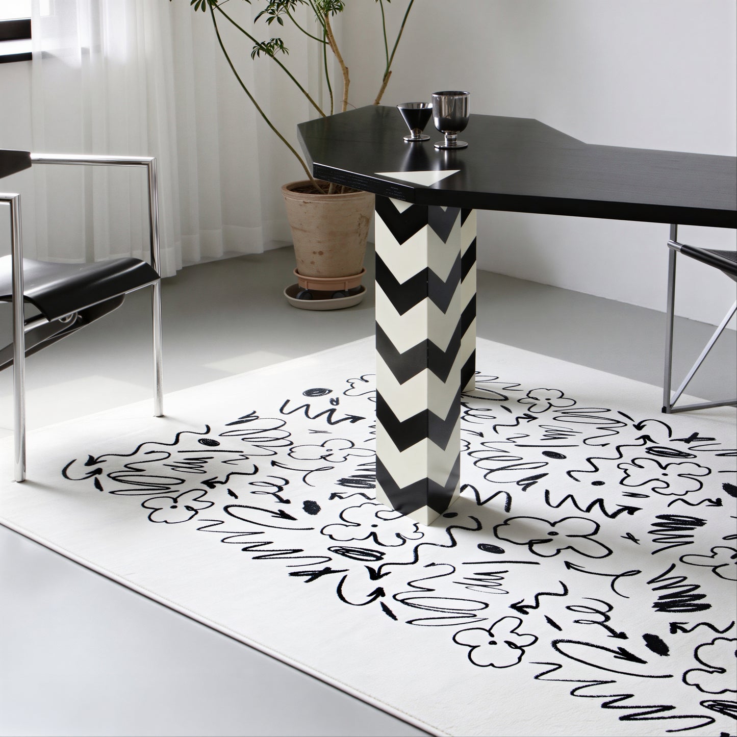 Graffiti Mid-Century Living Room Rug