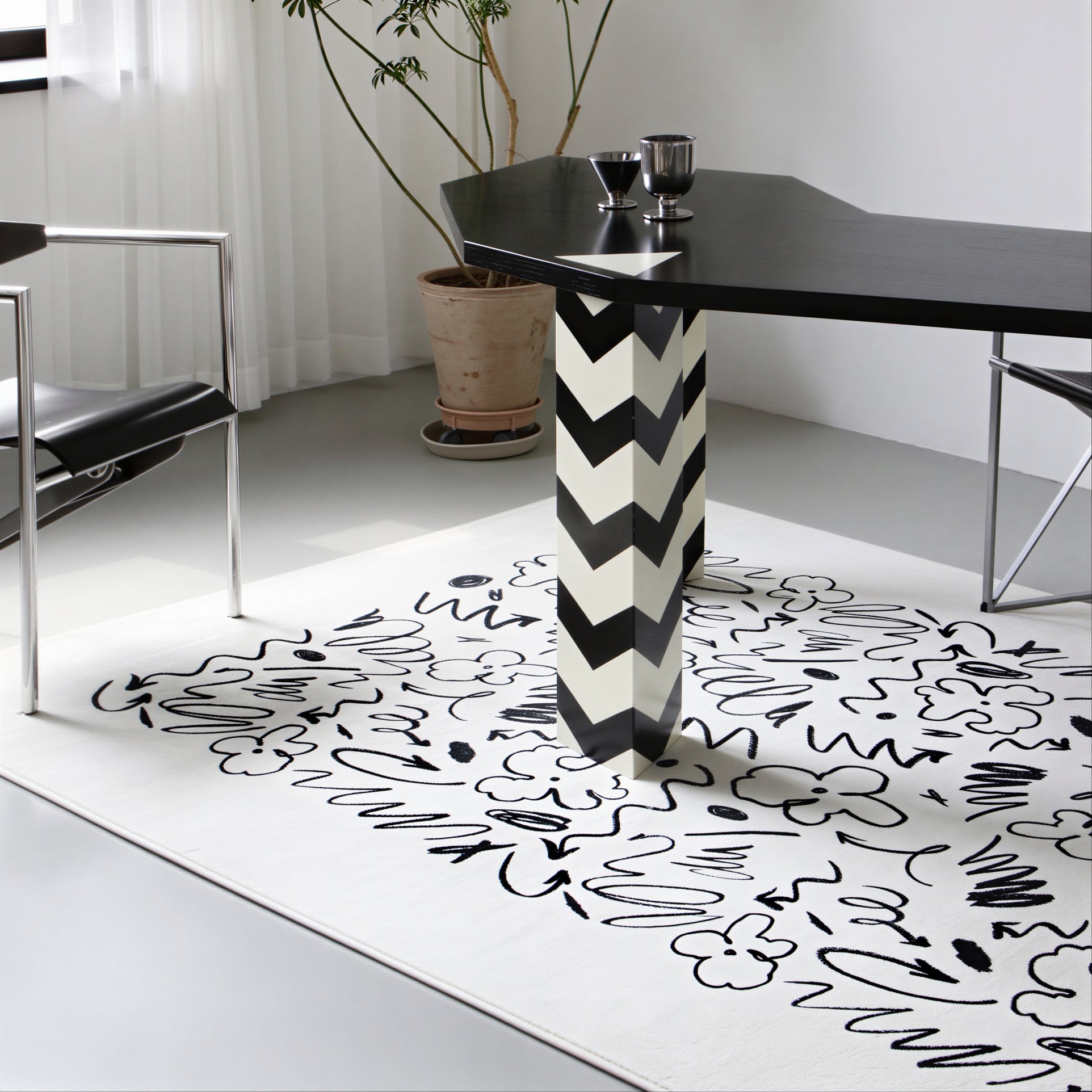 Graffiti Mid-Century Living Room Rug