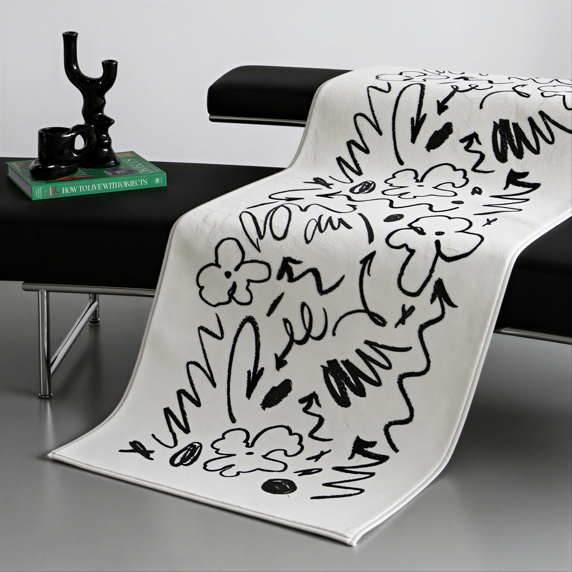 Graffiti Mid-Century Living Room Rug - lifestyle