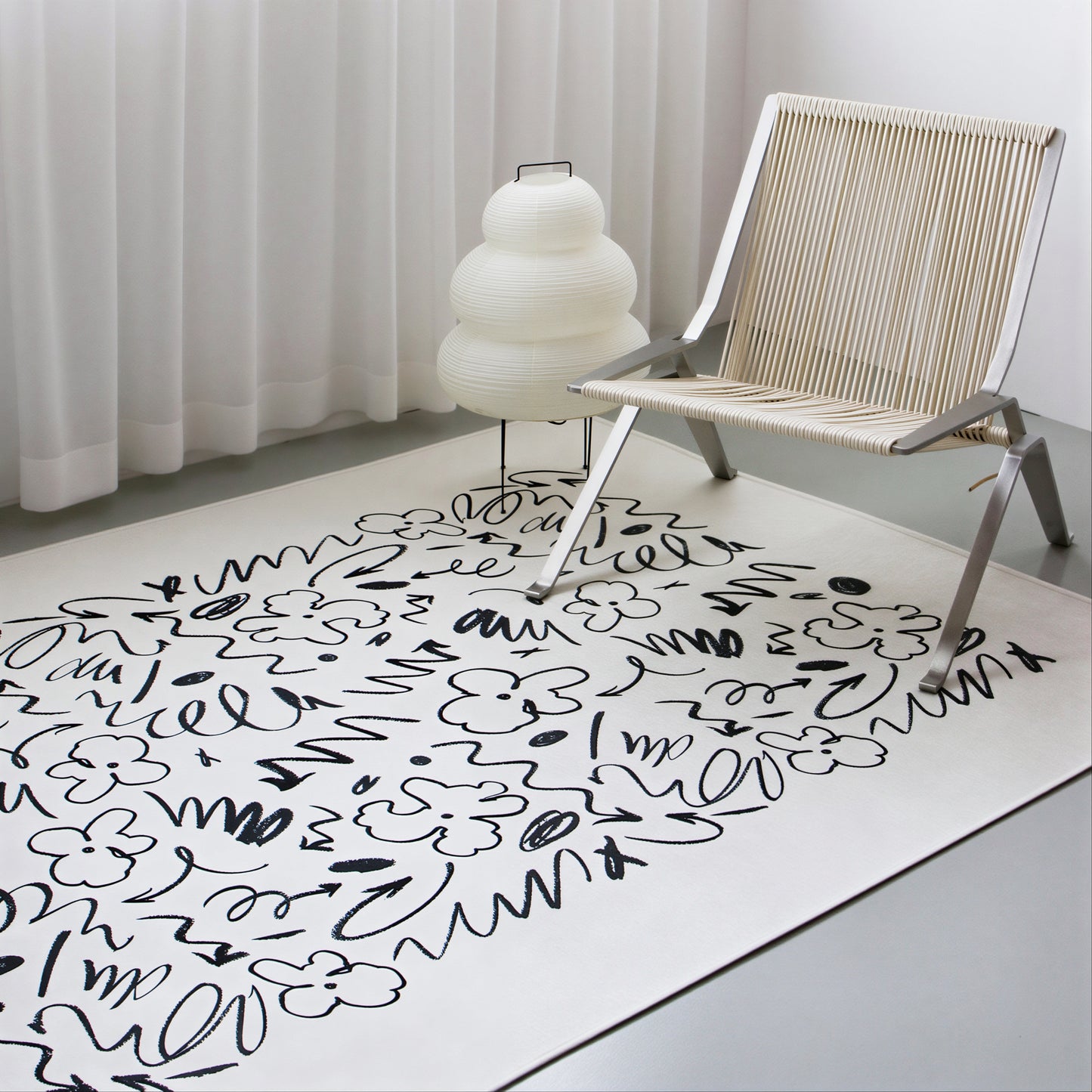 Graffiti Mid-Century Living Room Rug - close up