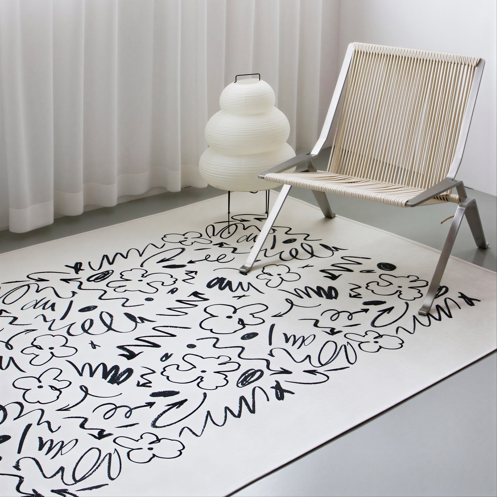 Graffiti Mid-Century Living Room Rug - close up