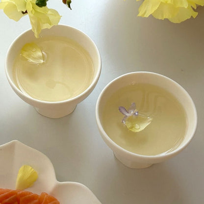 Eunseol Matte Porcelain Pedestal Cup & Plate Set (4-Piece Gift Set)