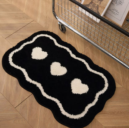 Biscuit Heart Tufted Bath Mat