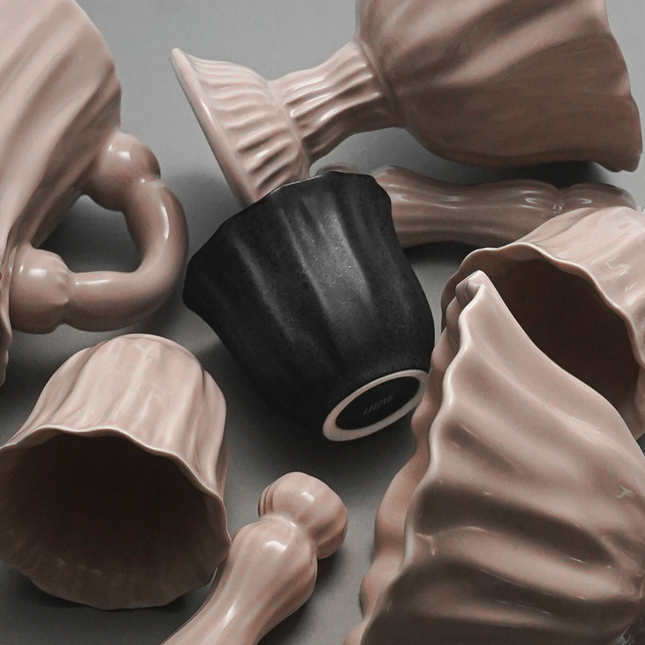 Pleats Ceramic Mini Cup Set (2-Piece)