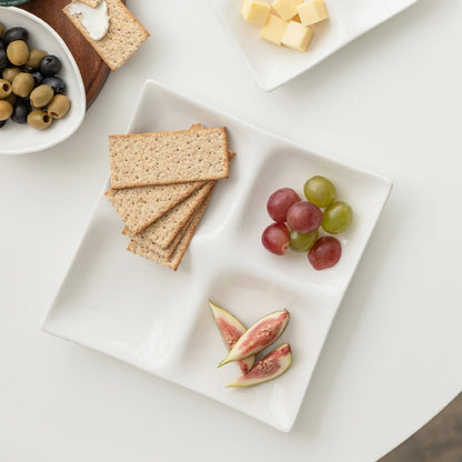 Mild White 4-Section Divided Serving Platter Set of 2