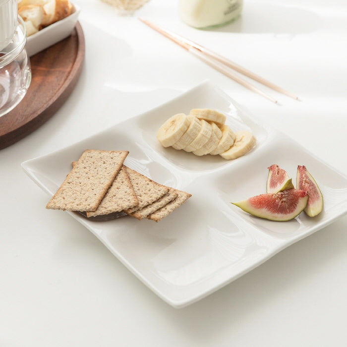 Mild White 4-Section Divided Serving Platter Set of 2
