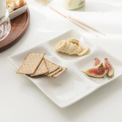 Mild White 4-Section Divided Serving Platter Set of 2