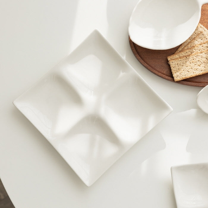 Mild White 4-Section Divided Serving Platter Set of 2