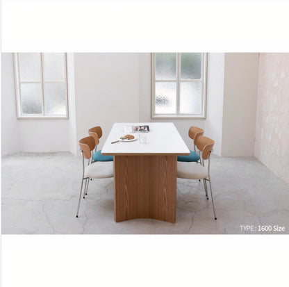 Curved Wooden Legged Dining Table