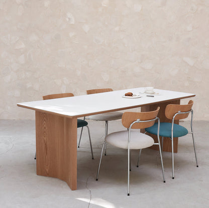 Curved Wooden Legged Dining Table
