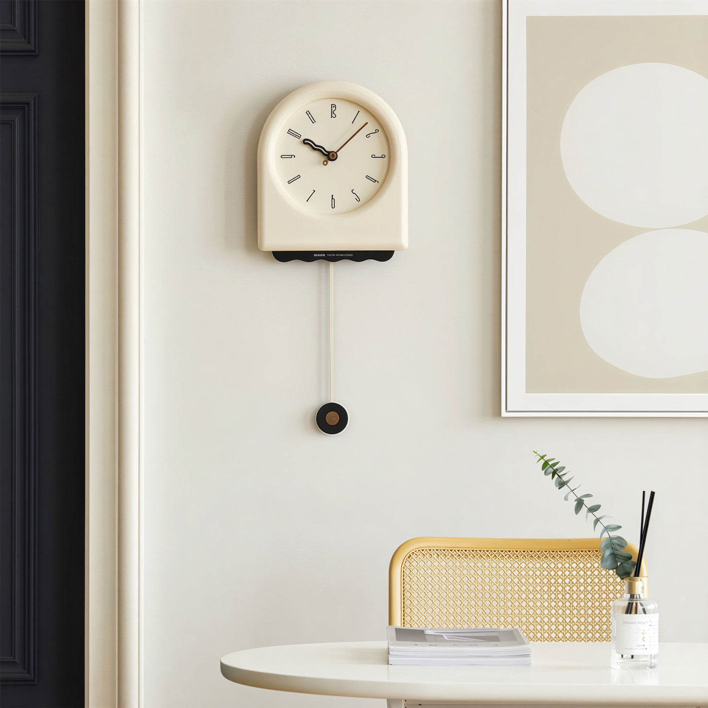 On My Mood Cream Pendulum Wall Clock