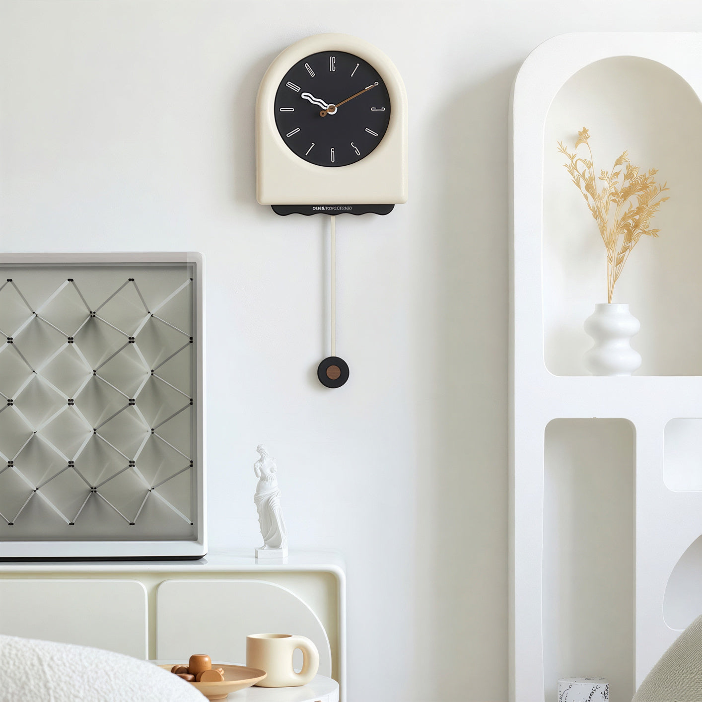 On My Mood Cream Pendulum Wall Clock